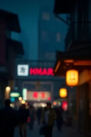 《霓虹与蝉鸣》夜景霓虹灯下的街口剧照